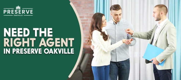 Young couple receiving house keys from Realtor in Preserve Oakville, symbolizing a successful home purchase with the right local agent.